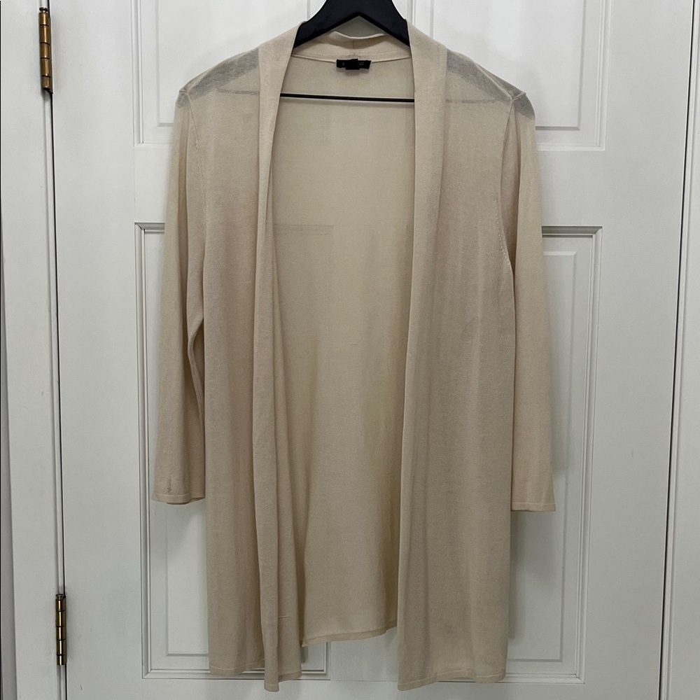 J. Jill Wearever Collection Cream Lightweight Knit Open Cardigan - Size Medium